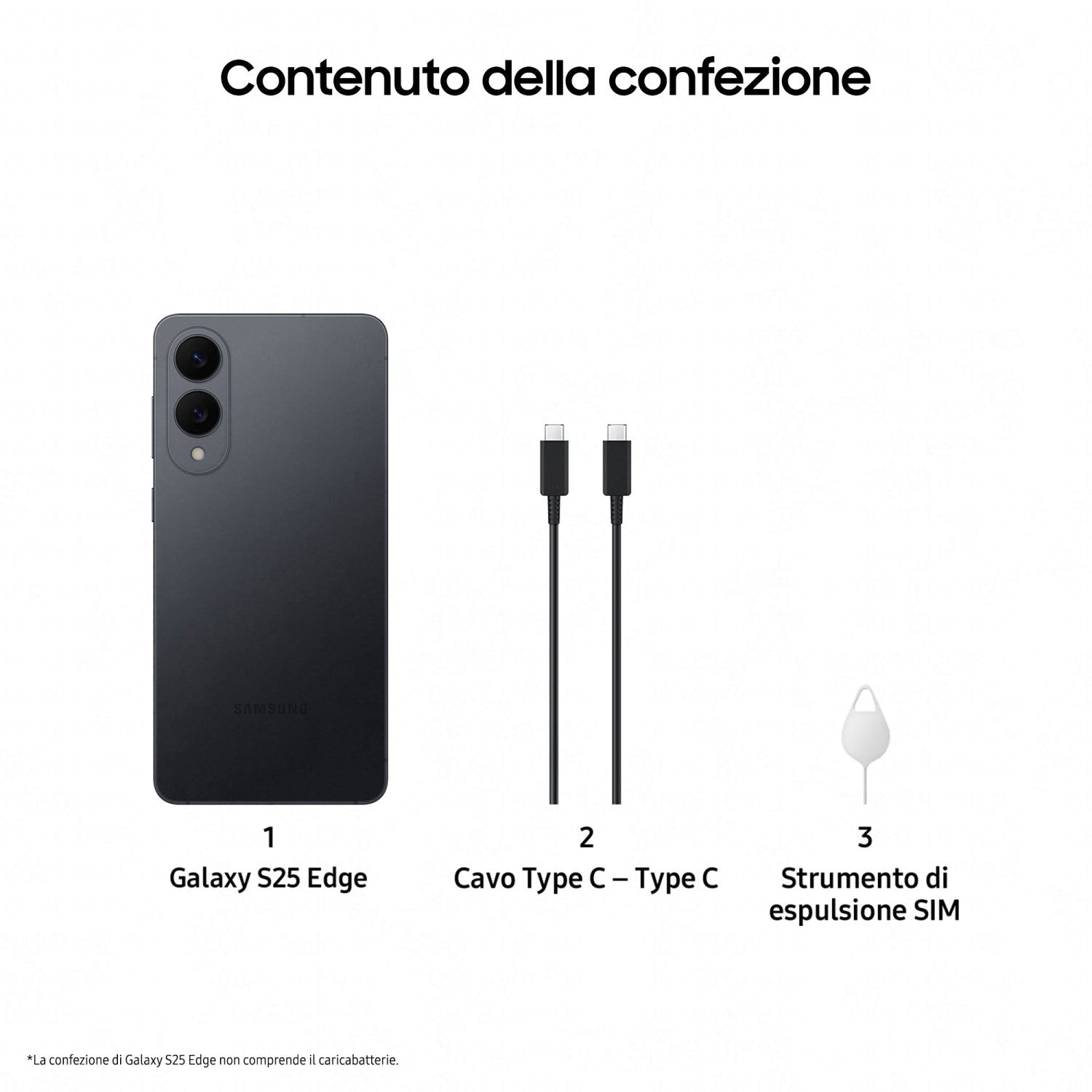 Samsung Galaxy S25 Edge, Smartphone AI, Display 6.7pollici QHD Dynamic AMOLED 2X, Fotocamera 200MP, RAM 12GB, 256GB, 3.900 mAh, Titanium Jetblack
