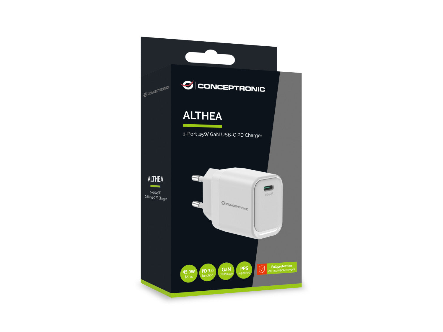 Conceptronic ALTHEA19W45 Caricabatterie per dispositivi mobili Universale Bianco AC Ricarica rapida Interno