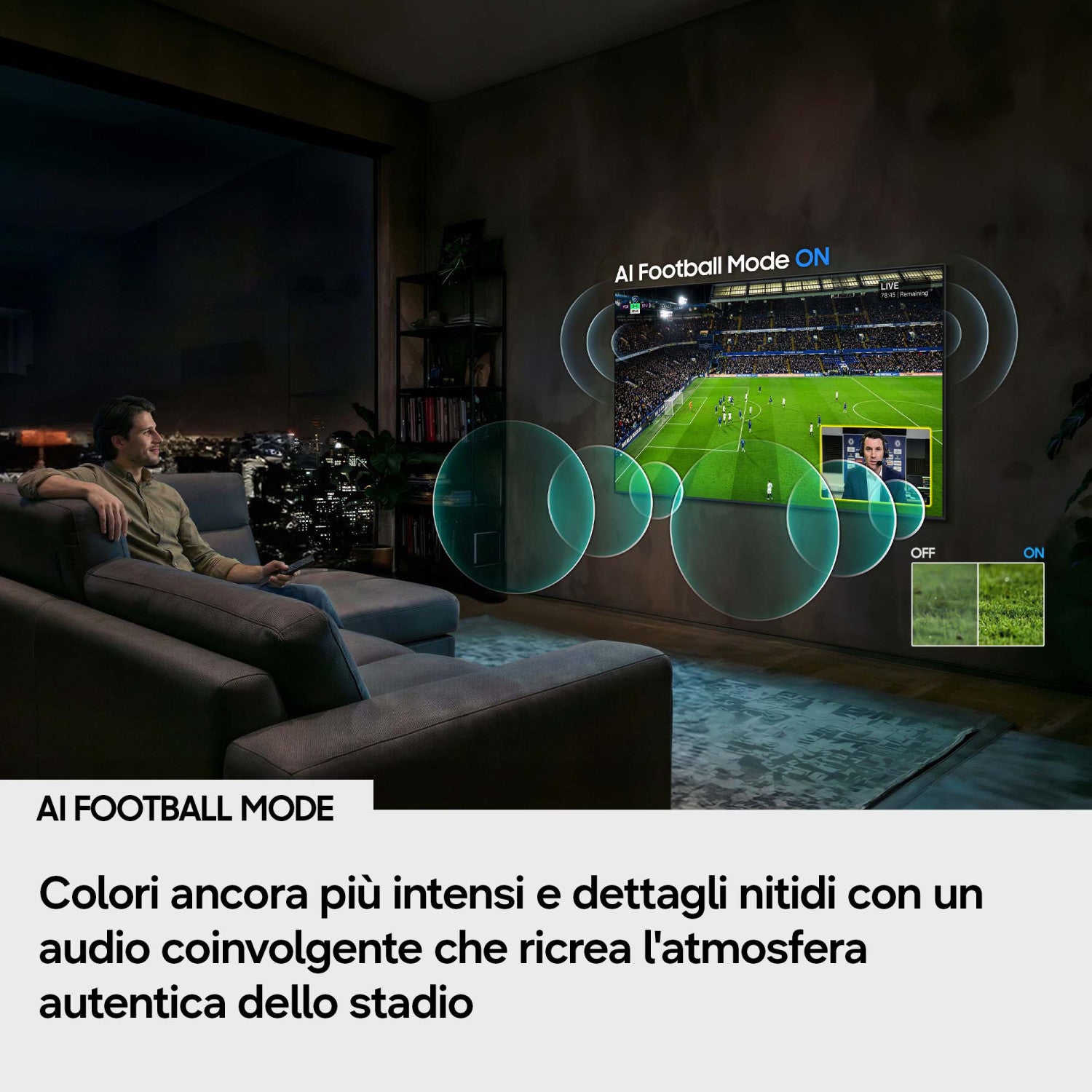 Samsung Mini LED AI TV 65" UE65M80HAUXZT 4K, Processore NQ4 AI Gen2, 4K Upscaling, Color Booster Pro, OTS Lite, Metal Stream Design, Vision AI Smart TV, 2026
