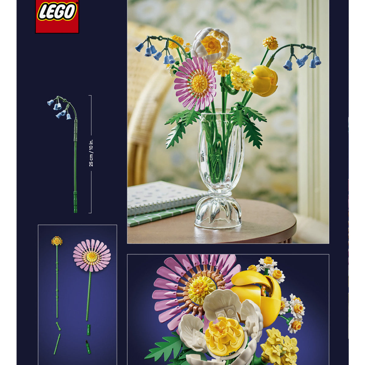 LEGO 10347 Icons Botanicals Bouquet di Fiori Estivi Set 373 Pezzi