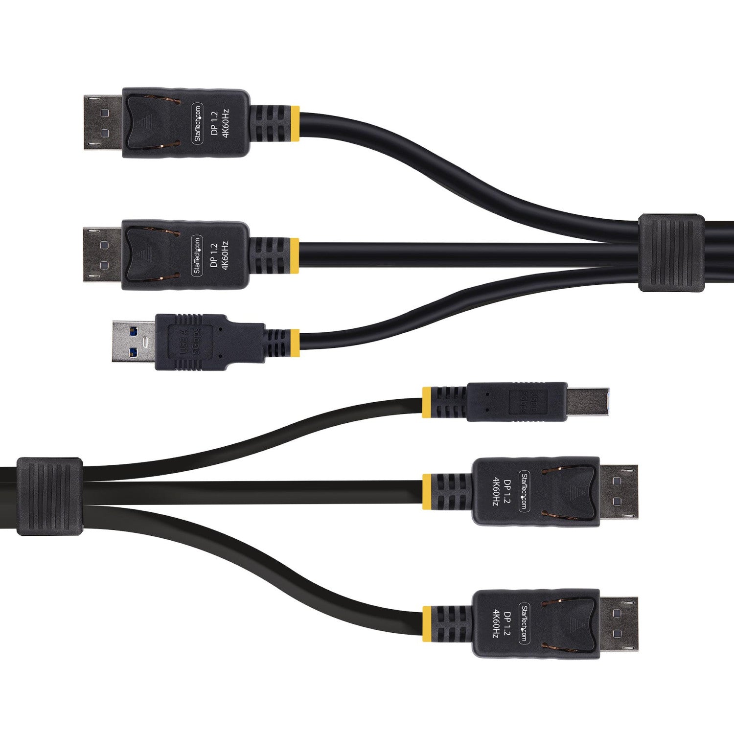 StarTech.com Cavo KVM con doppia porta DisplayPort e USB 5 Gbps da 1,8m, 4K 60 Hz, DP 1.2 e cavo combinato USB per switch KVM a doppio monitor