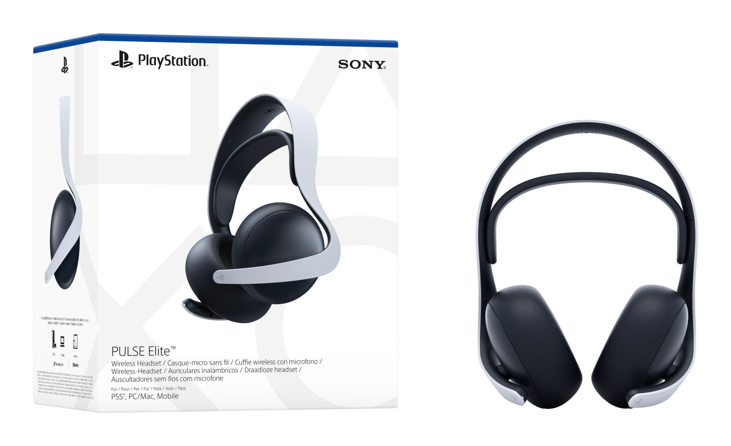 Sony PULSE Elite Auricolare Con cavo e senza cavo A Padiglione Gaming Bluetooth Base di ricarica Nero, Bianco