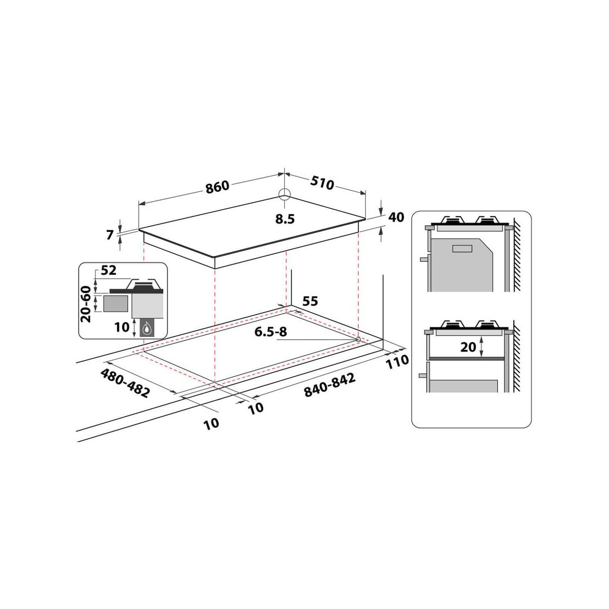 Whirlpool Piano Cottura GMAL 9522/IXL da Incasso 86 cm Gas 5 Fornelli Acciaio