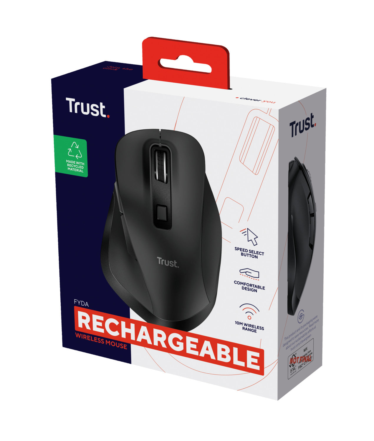 Trust Fyda mouse Mano destra RF Wireless USB Type-A Ottico 2400 DPI