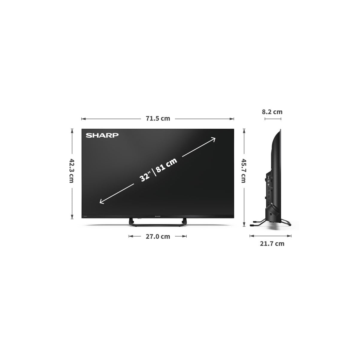 Sharp 32HF3265E TV 81,3 cm (32") HD Wi-Fi Nero