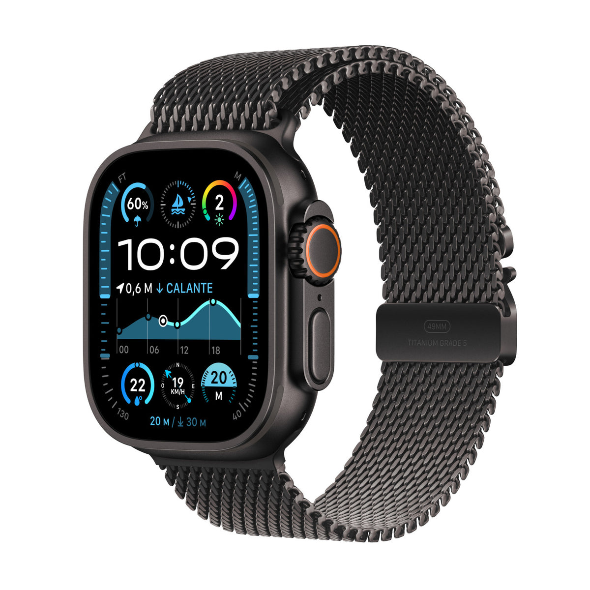 Apple Watch Ultra 2 GPS Cellular 49mm Cassa Titanio Nero con Nero Titanium Milanese Loop M