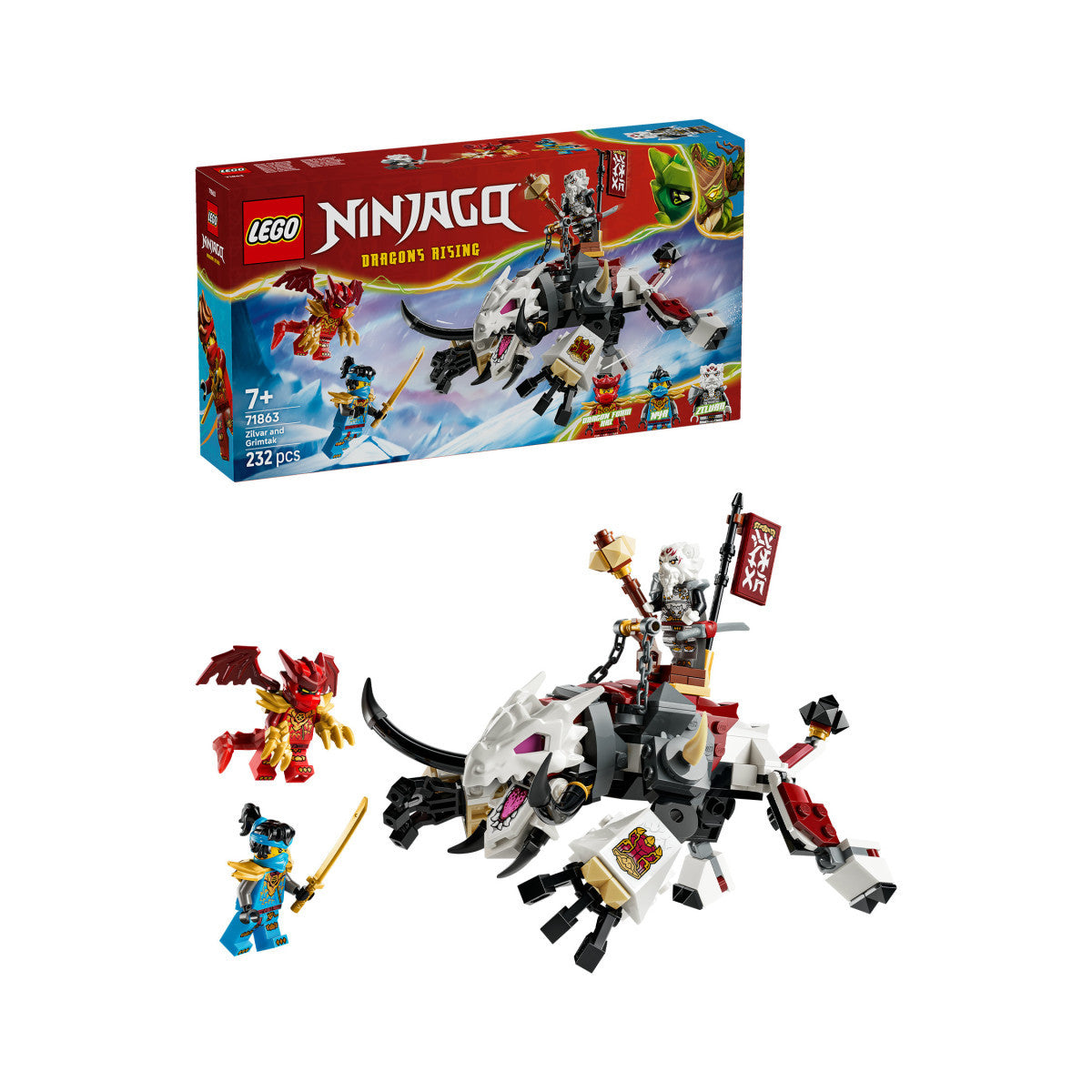 LEGO Ninjago 71863 Zilvar e Grimtak la Bestia Drago, Set da Costruzione con Action Figure e 3 Minifigure, 232 Pezzi, per Bambini 7