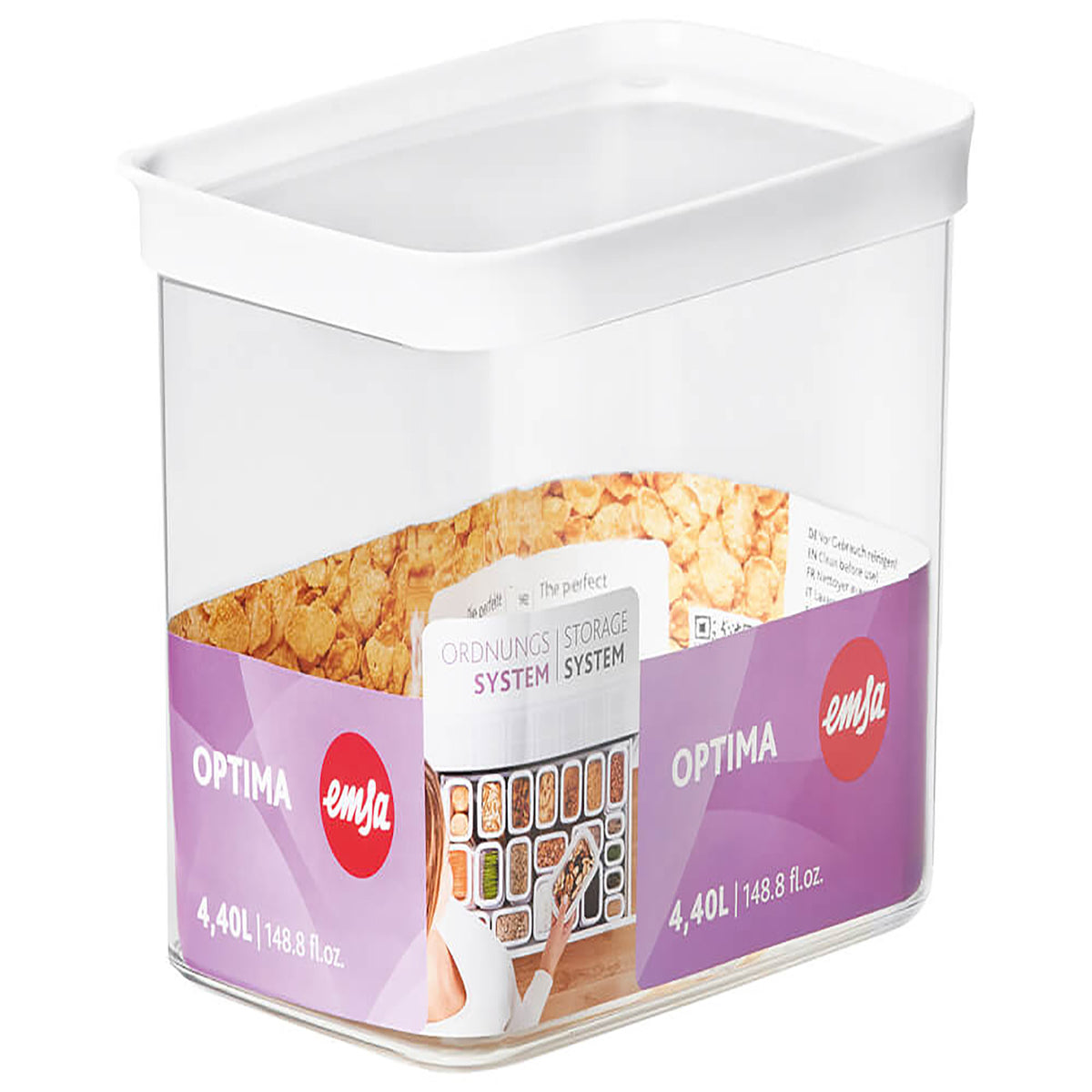 Barattolo Emsa N1142500 OPTIMA DRY STORAGE Chiusura ermetica Bianco