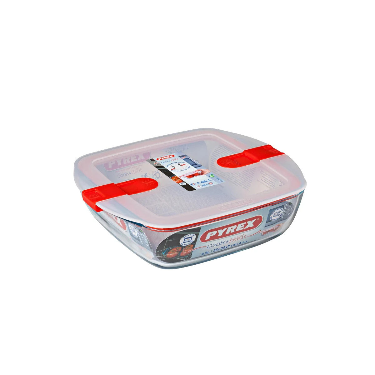 Pyrex Contenitore Alimenti Quadrato Cook Heat Con Coperchio 1L 20x17 Cm