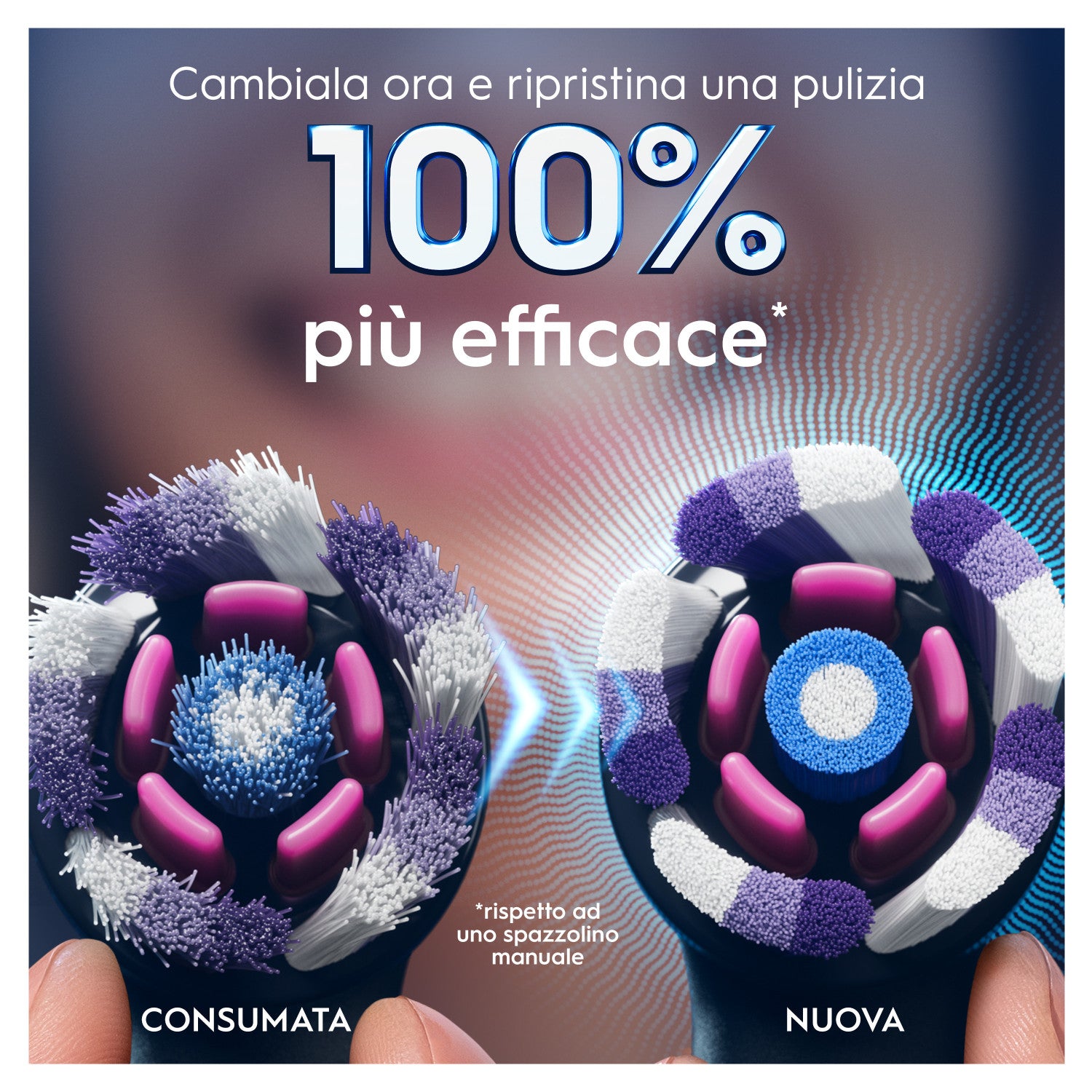 Oral-B Testine di Ricambio iO Series Radiant White Black, testine rotonde di ricambio originali, setole angolate per una rimozione più profonda della placca, con petali lucidanti per lo sbiancamento dei denti, 3