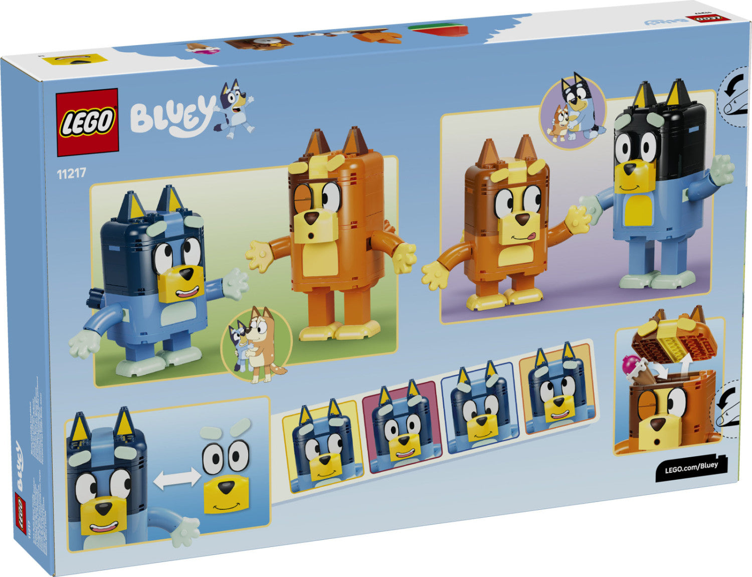 LEGO Bluey 11217 Famiglia Bluey in Mattoncini, 4 Personaggi e Accessori, 466 Pezzi, Età 5