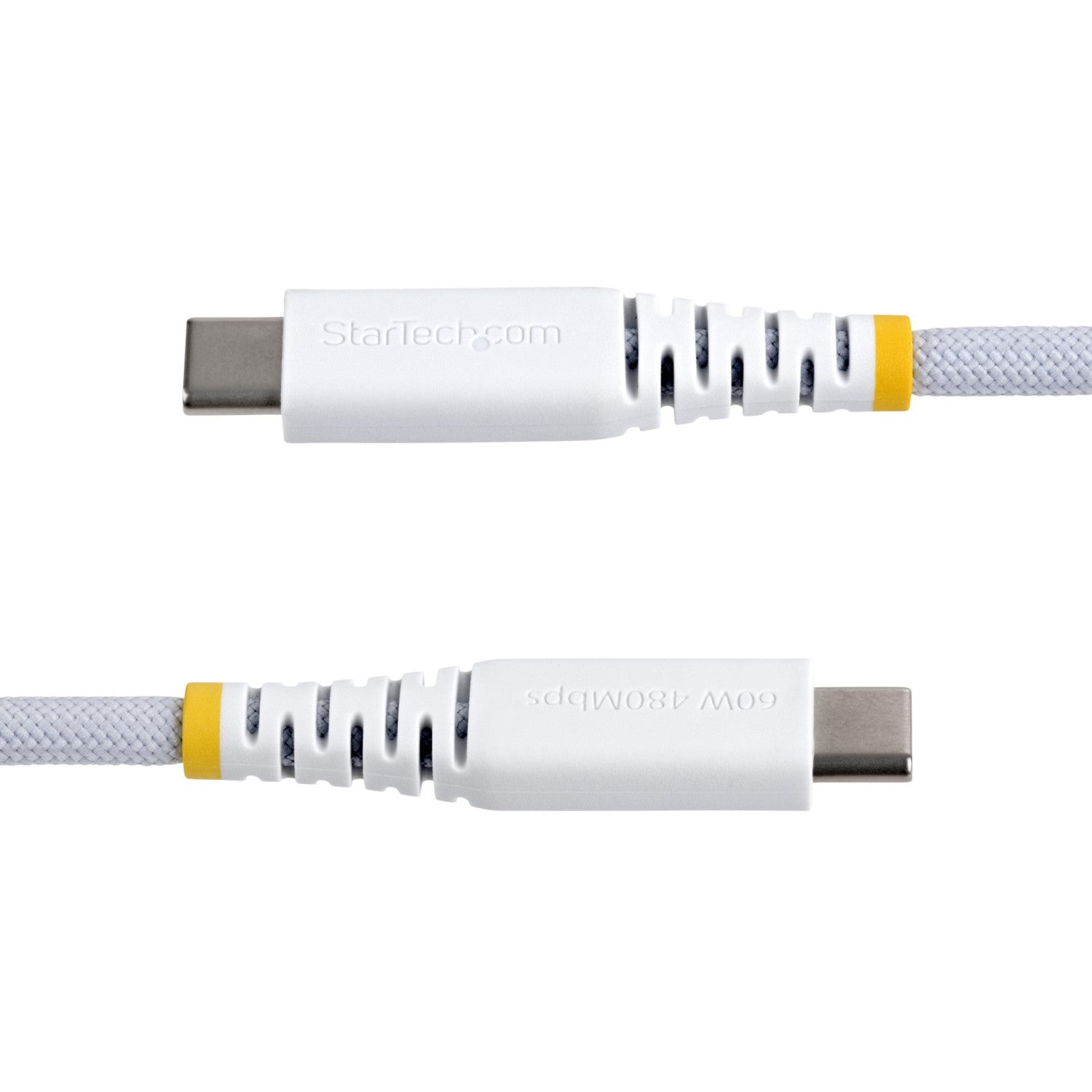 StarTech.com Cavo di Ricarica USB-C Bianco da 1m, 60W (3A) PD, Guaina con Doppio Strato Intrecciato in Nylon/TPE, Robusto Cavetto USB 2.0 per la Ricarica di Laptop