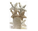 Kaemingk Set 6 Stelle Natalizie Appendibili Plastica Champagne 7,5 cm - Opache, Lucide e Glitterate