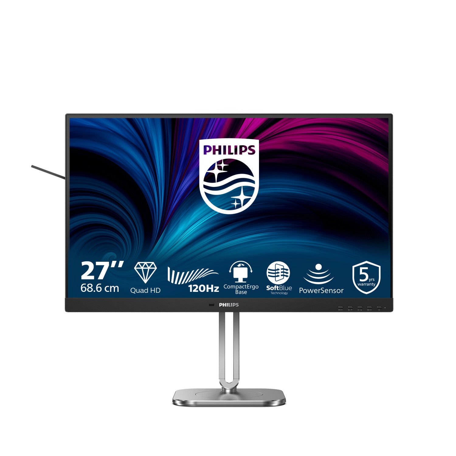 Philips 4000 series 27B2N4500/00 Monitor PC 68,6 cm (27") 2560 x 1440 Pixel Quad HD LCD Grigio
