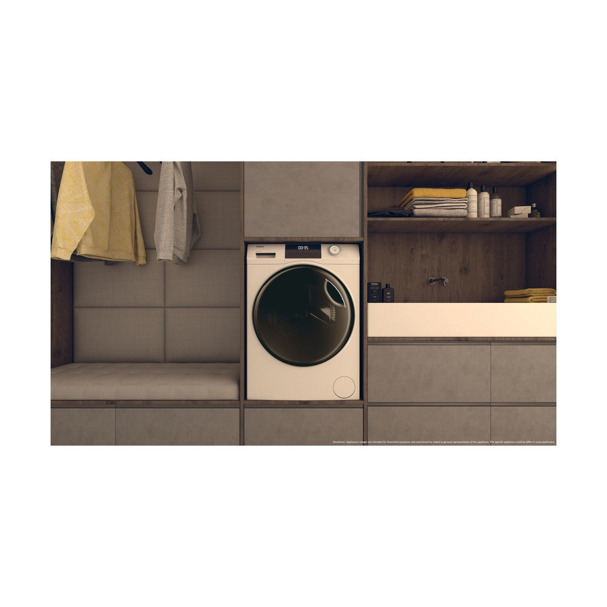 Haier HWD90-BP14929A lavasciuga Libera installazione Caricamento frontale Bianco D