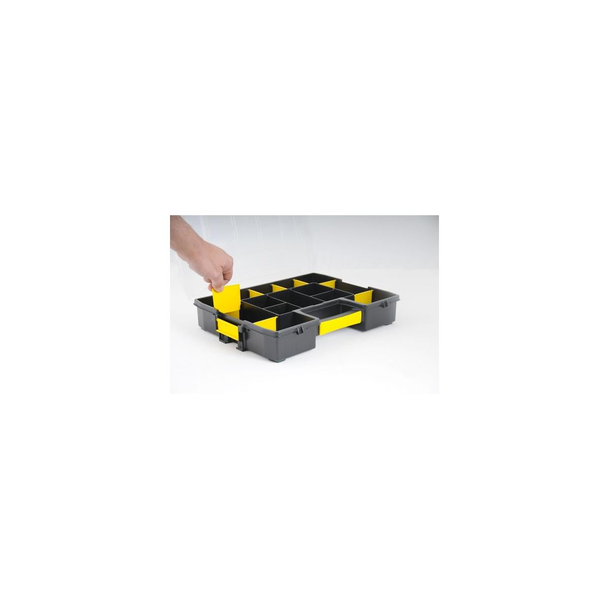 Stanley 1-97-483 Cassetta degli attrezzi Scatola per minuteria Nylon Nero, Trasparente, Giallo