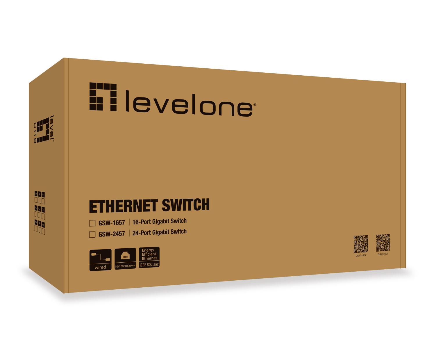 LevelOne GSW-2457 switch di rete Non gestito Gigabit Ethernet (10/100/1000) Nero