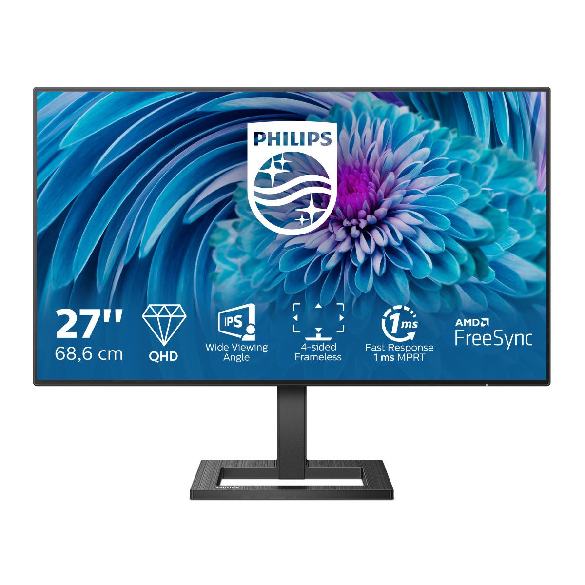 Philips E Line 275E2FAE/00 Monitor PC 68,6 cm (27pollici) 2560 x 1440 Pixel 4K Ultra HD LED Nero