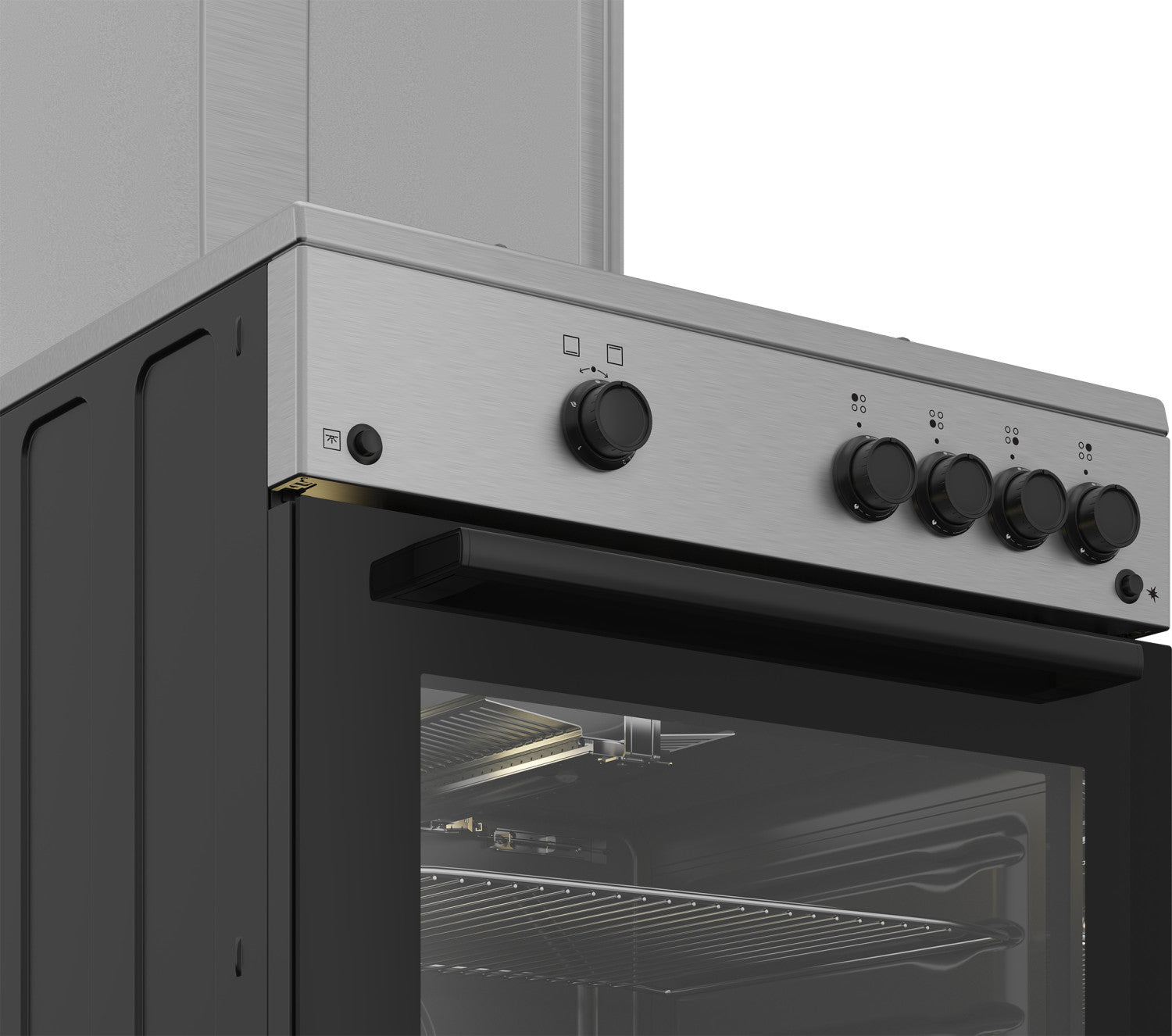 Beko Cucina Forno a Gas,coperchio in metallo, ventilazione tangenziale, Classe A, Inox