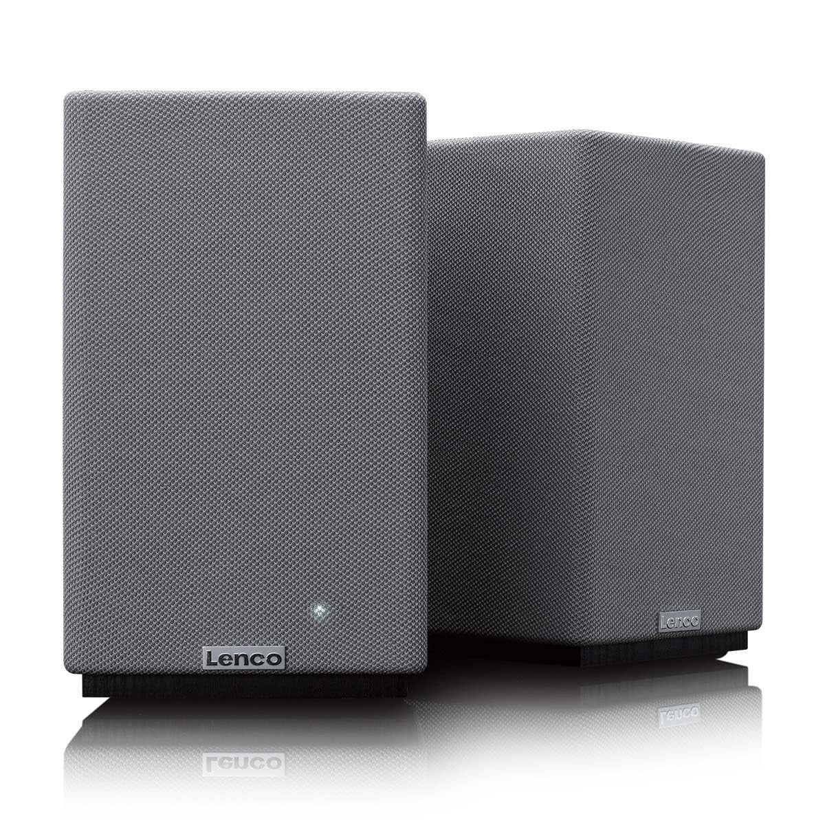 Lenco SPB-240BKGY Coppia Altoparlanti Stereo Hi-Fi Bluetooth 5.3 - 2x40W RMS - Amplificatore Classe D - DSP - RCA - Ottico - USB - Telecomando - Grigio/Nero