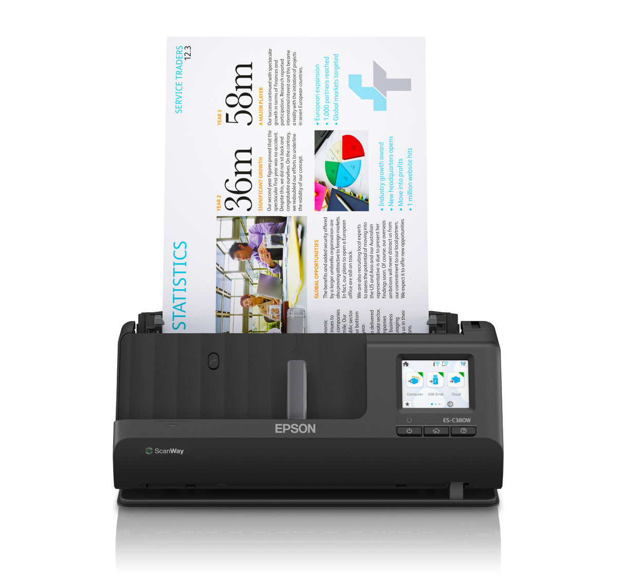 Epson ESC380W Scanner con ADF alimentatore di fogli 600x600 DPI A4 Nero