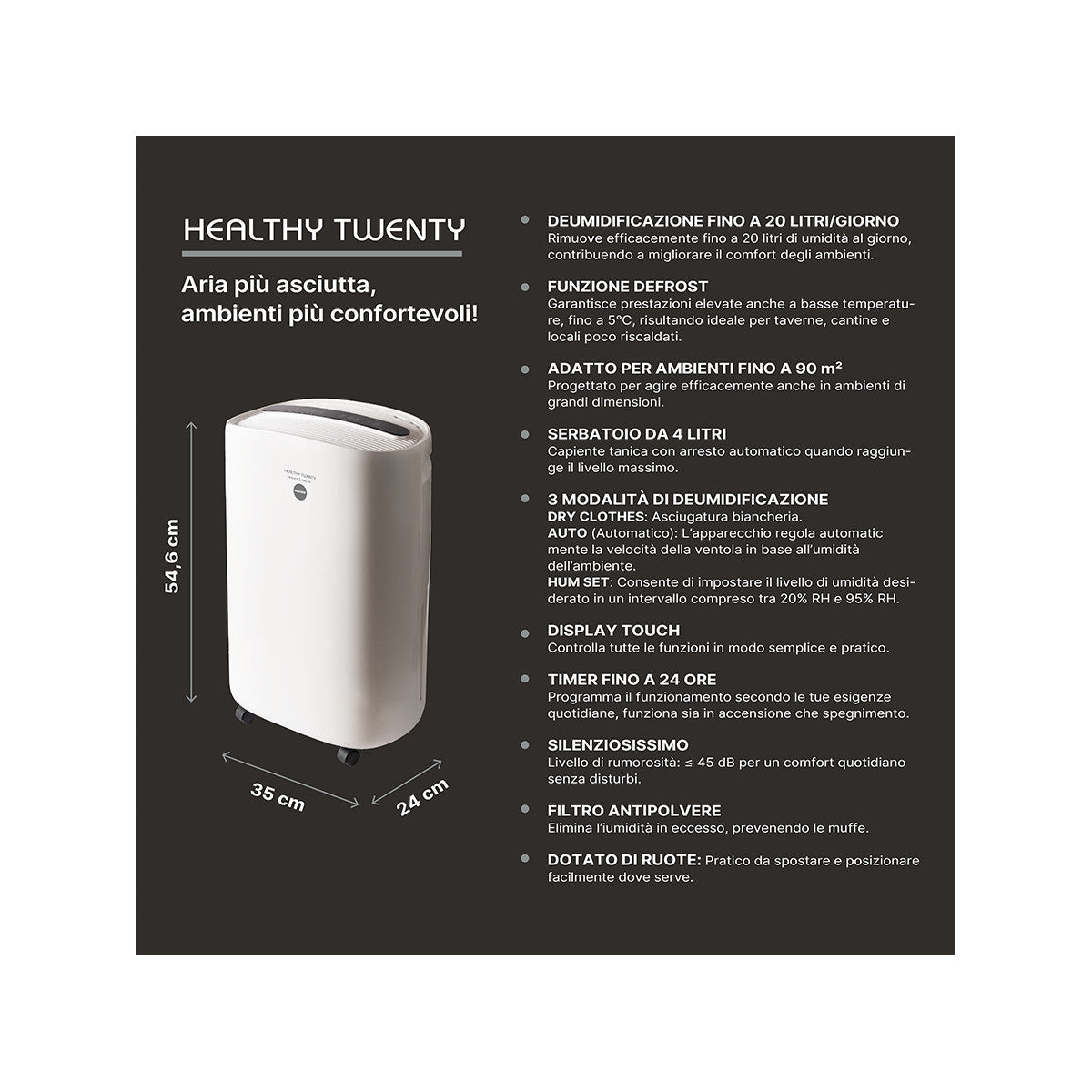 Macom 947 deumidificatore 4 L 45 dB 380 W Bianco