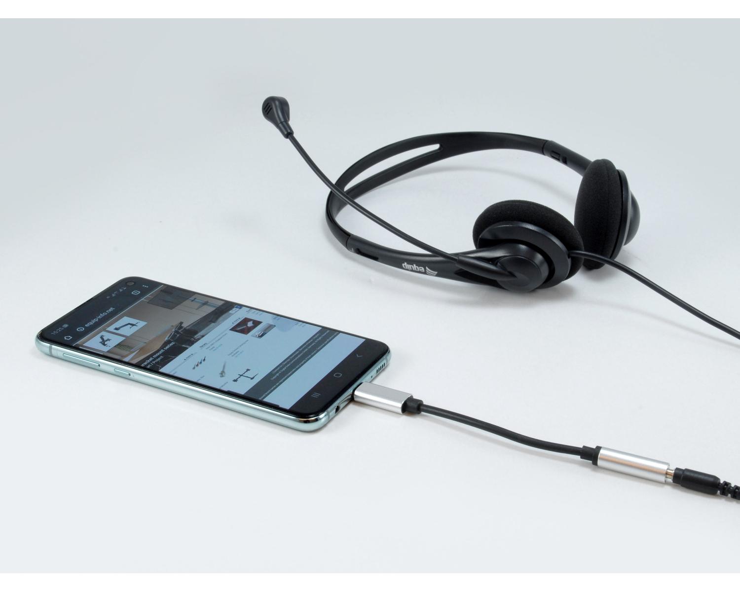 Equip 133474 cavo per cellulare Nero, Argento 0,15 m USB-C 3,5 mm