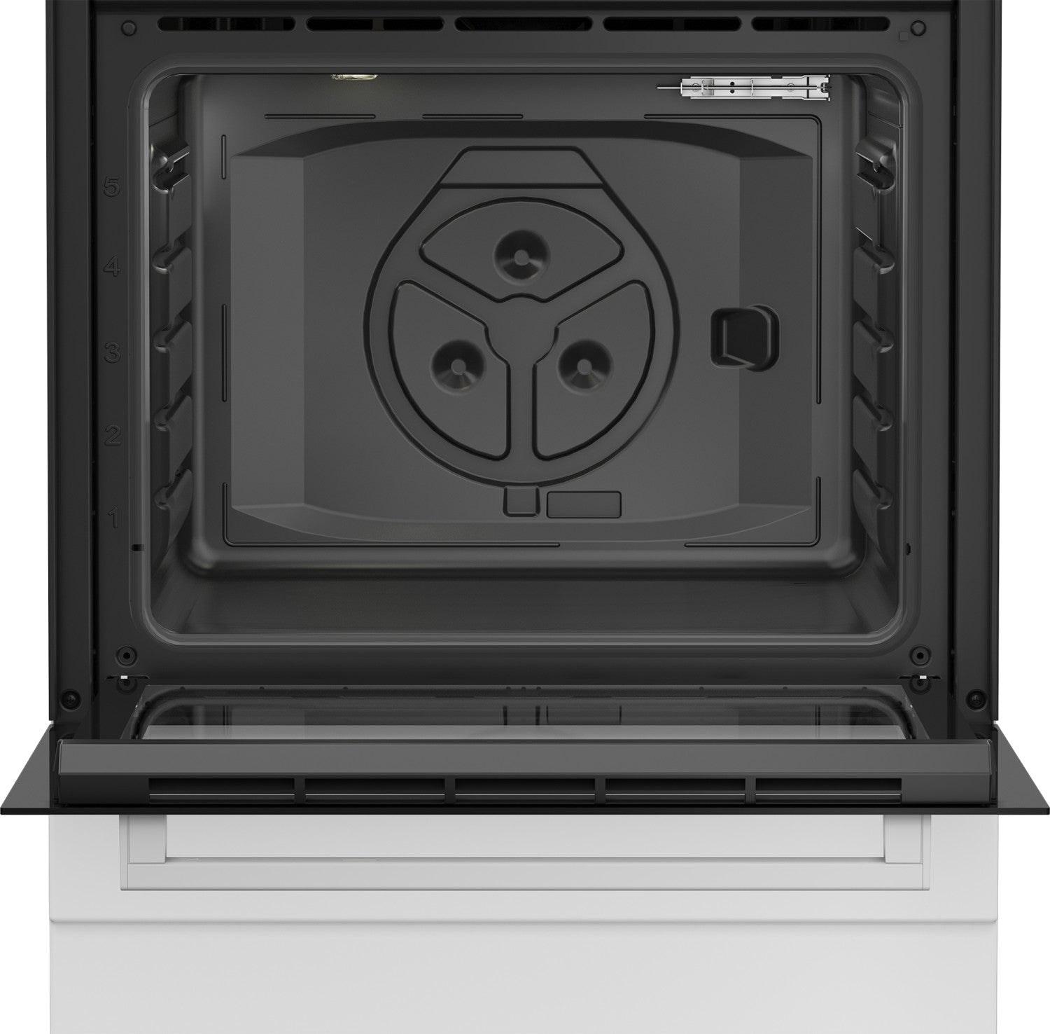 Beko Cucina a gas con Forno Elettrico Statico con Grill Elettrico e Timer,coperchio in metallo, ventilazione tangenziale, Classe A, Bianco