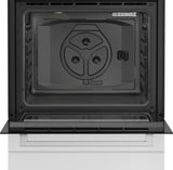 Beko Cucina a gas con Forno Elettrico Statico con Grill Elettrico e Timer,coperchio in metallo, ventilazione tangenziale, Classe A, Bianco