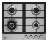 Beko HIAW64226SXE Piano Cottura a Gas 4 Fuochi con Wok 60 cm Acciaio Inox da Incasso