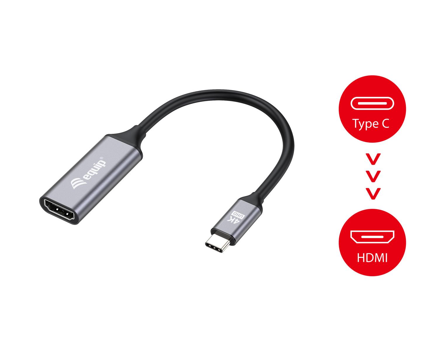 Equip 133491 cavo e adattatore video 0,15 m USB tipo-C HDMI Nero, Grigio