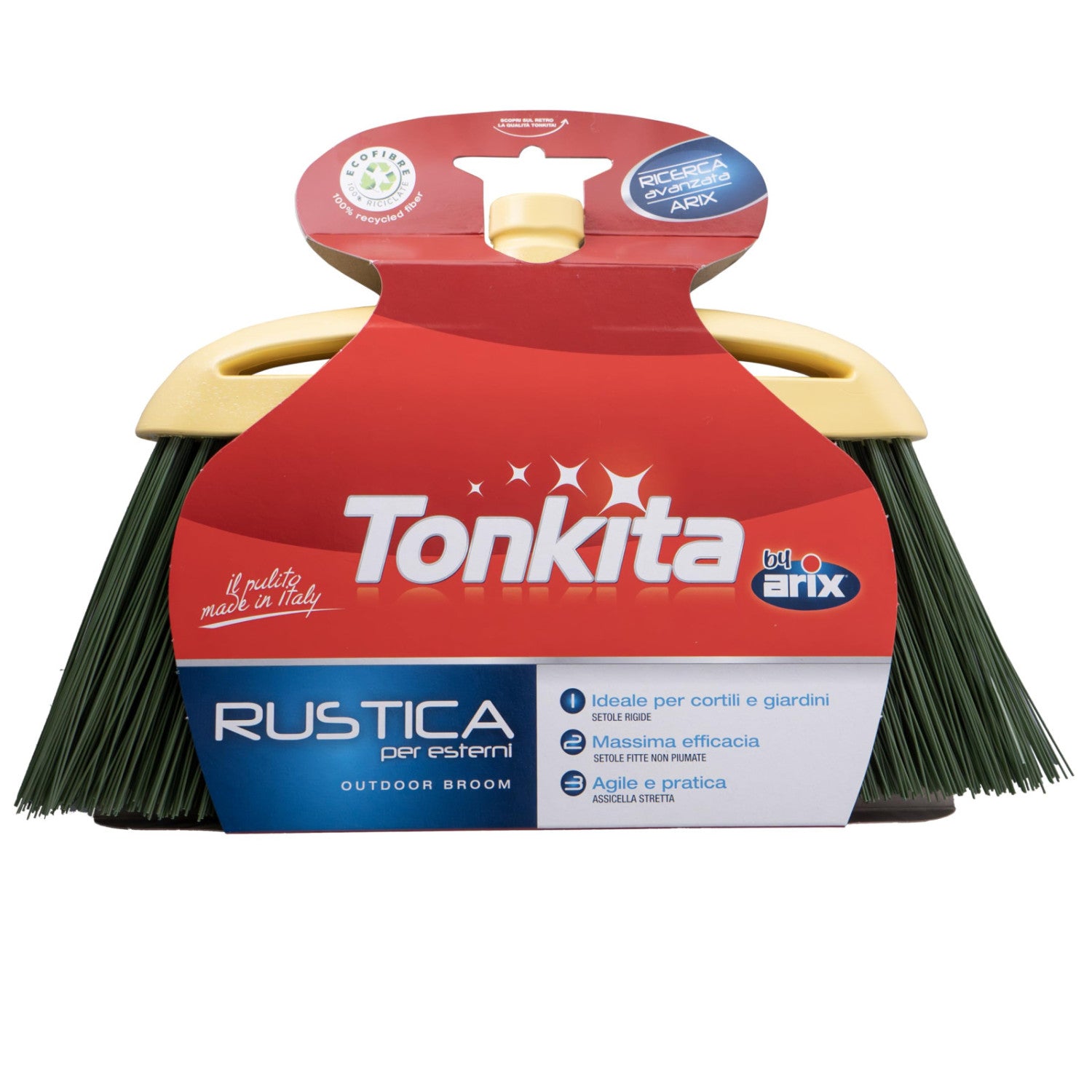 Tonkita Rustica Scopa Per Esterni Con Setole Rigide In Pet 100 Riciclato - Made In Italy