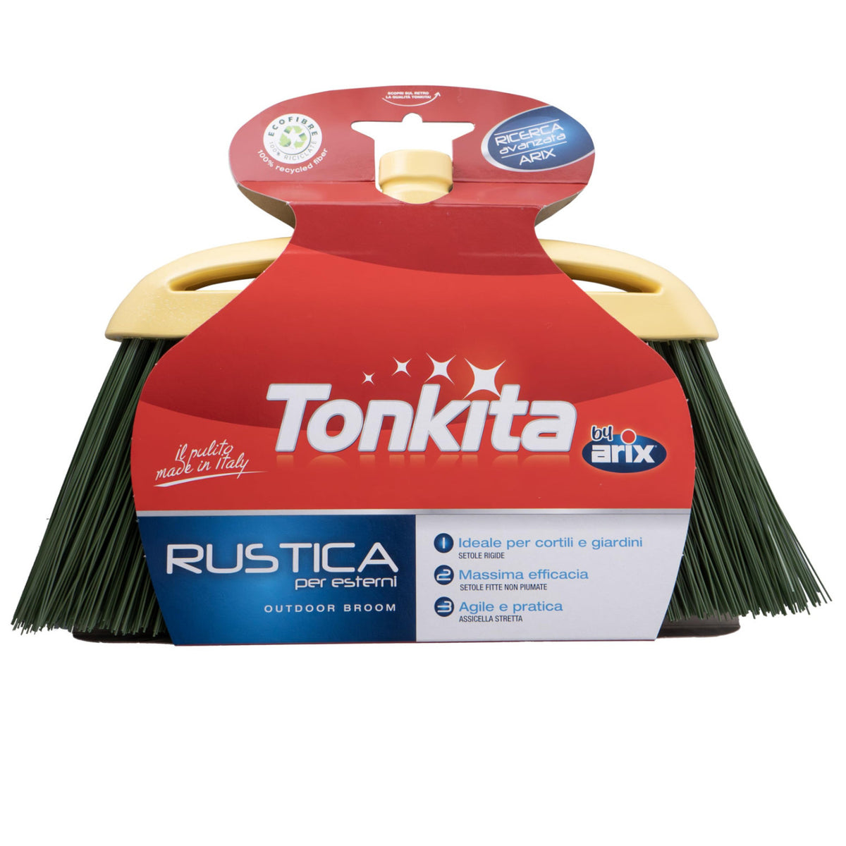 Tonkita Rustica Scopa Per Esterni Con Setole Rigide In Pet 100 Riciclato - Made In Italy