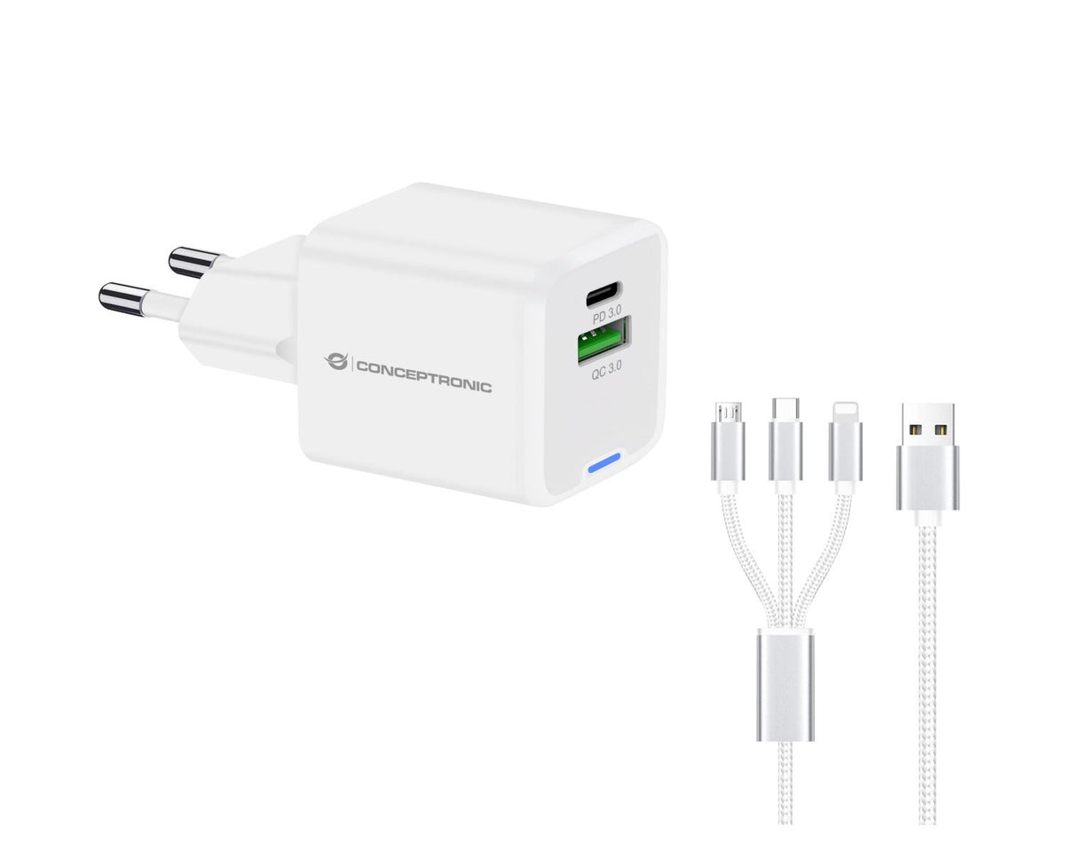 Conceptronic ALTHEA16W Caricabatterie per dispositivi mobili Universale Bianco AC Ricarica rapida Interno