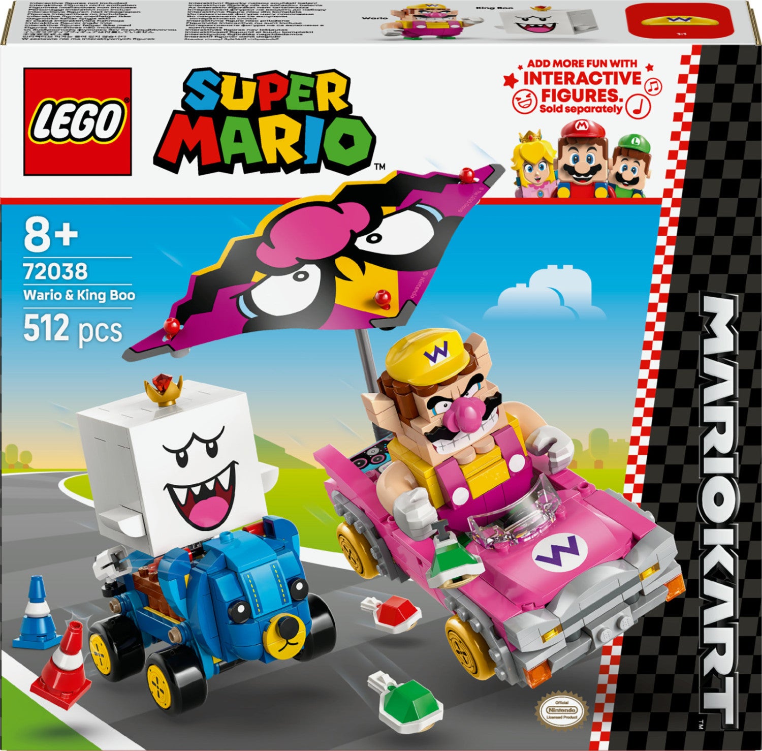 LEGO Super Mario Mario Kart Wario e Re Boo 512 Pezzi Set 72038 Età 8