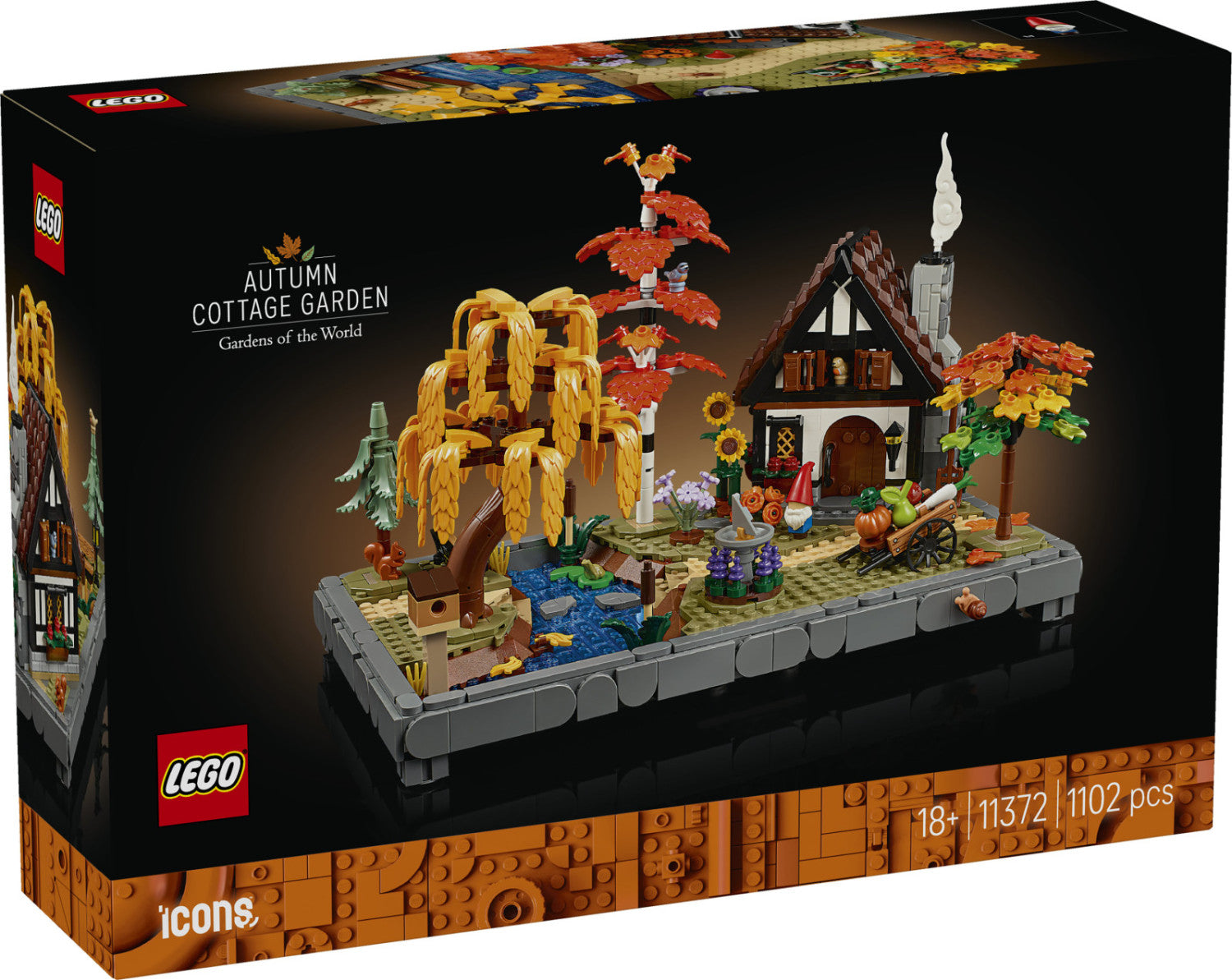 LEGO Icons Giardino Autunnale del Cottage 11372 Set da Costruzione per Adulti 1102 Pezzi