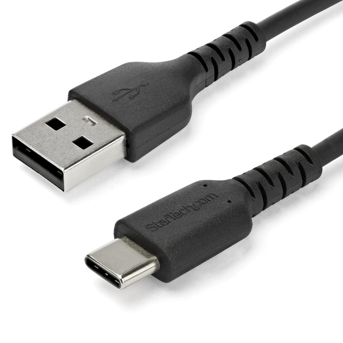 StarTech.com Cavo di Ricarica USB-A a USB-C da 2m - Resistente Cavetto USB-C di Ricarica Veloce e Sync da USB 2.0 a USB Type C 3A - Rivestimento in TPE e Fibra Aramidica M/M Nero - Samsung S10, Ipad Pro, Pixel