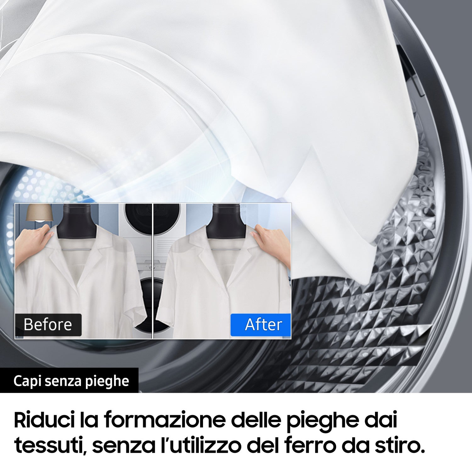 Asciugatrice Samsung BESPOKE AI DV90BB7445GE QuickDry Libera Installazione 9Kg Classe A Bianco