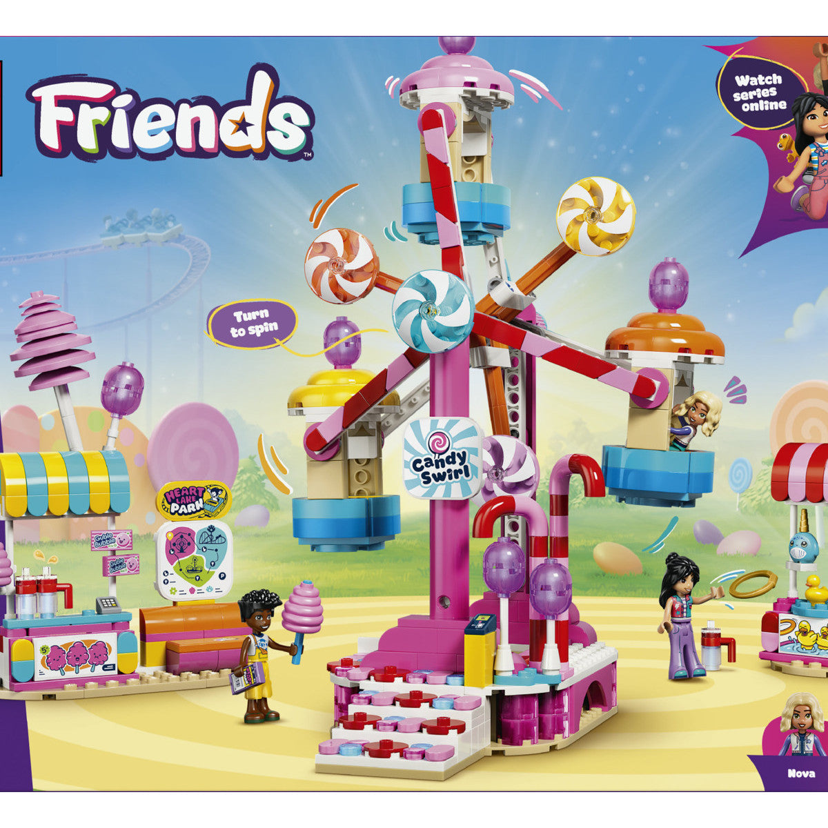 LEGO Friends 42700 Ruota Panoramica Dolci e Cupcake, Set da Costruzione con Giostra Luna Park, 3 Mini Bamboline, 602 Pezzi, Regalo Bambini 7