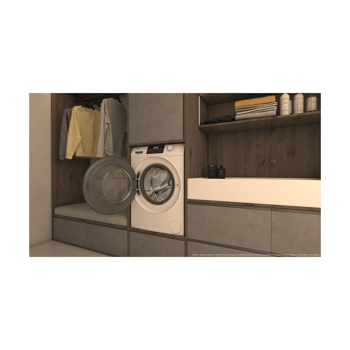 Haier HWD90-BP14929A lavasciuga Libera installazione Caricamento frontale Bianco D
