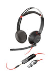 HP Poly Cuffie stereo Poly Blackwire 5220 con connettore USB-C spina da 3,5 mm adattatore USB-C/A