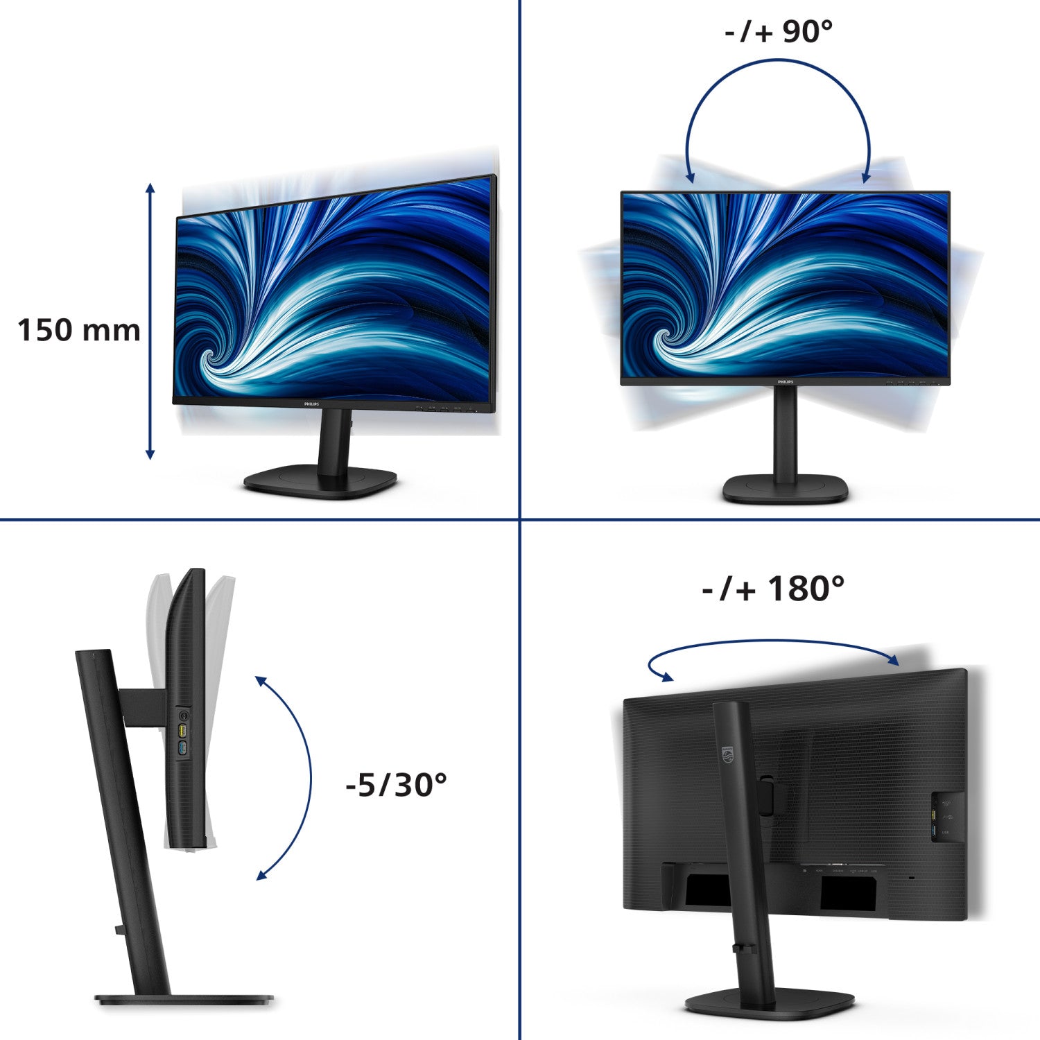 Philips 3000 series 24B2N3200J/00 Monitor PC 60,5 cm (23.8") 1920 x 1080 Pixel Full HD LCD Nero