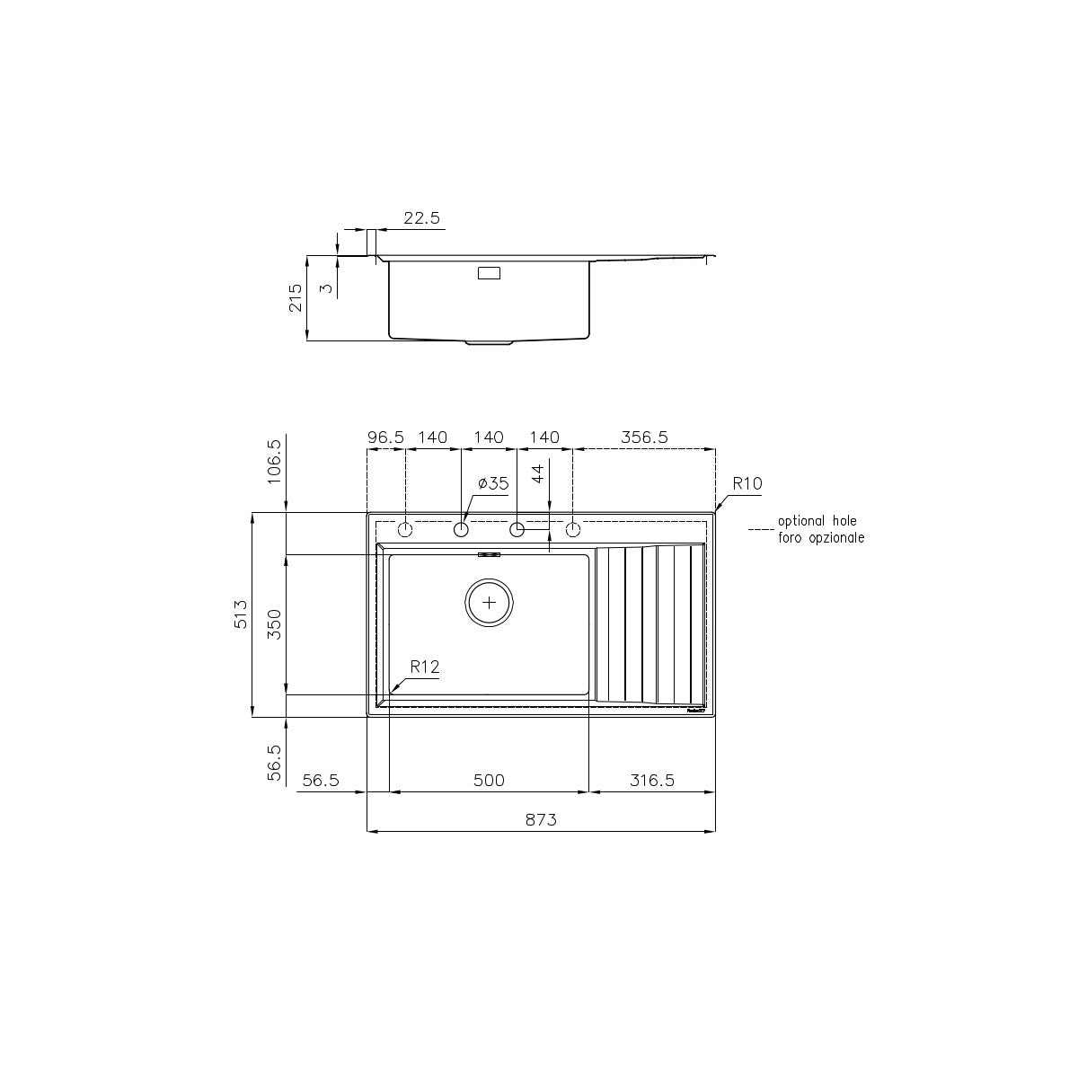Foster 4500 051 DX Rettangolare Acciaio inox