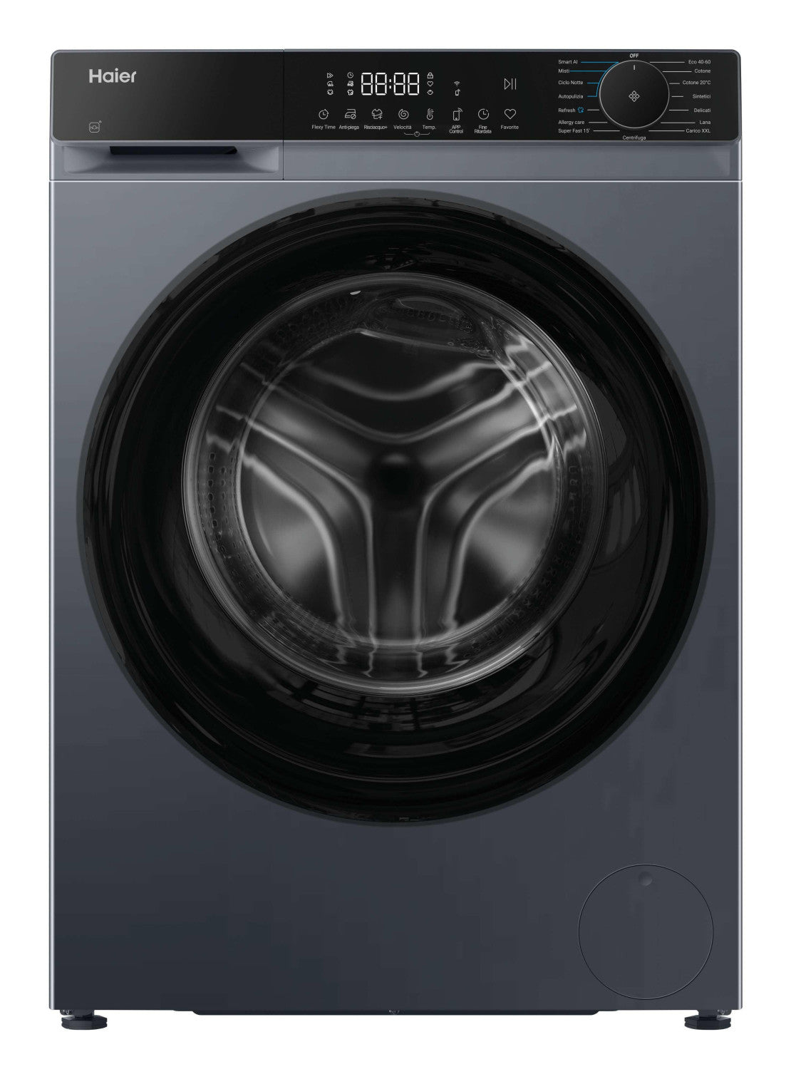 Haier X Series 5, Lavatrice Carica Frontale 13 KG, 30 più efficente della classe A, 1400 giri, Antracite, AI PowerDrive, Vapore, Wi-Fi, Smart AI, Super Fast 15', HW130BP14357GUIT