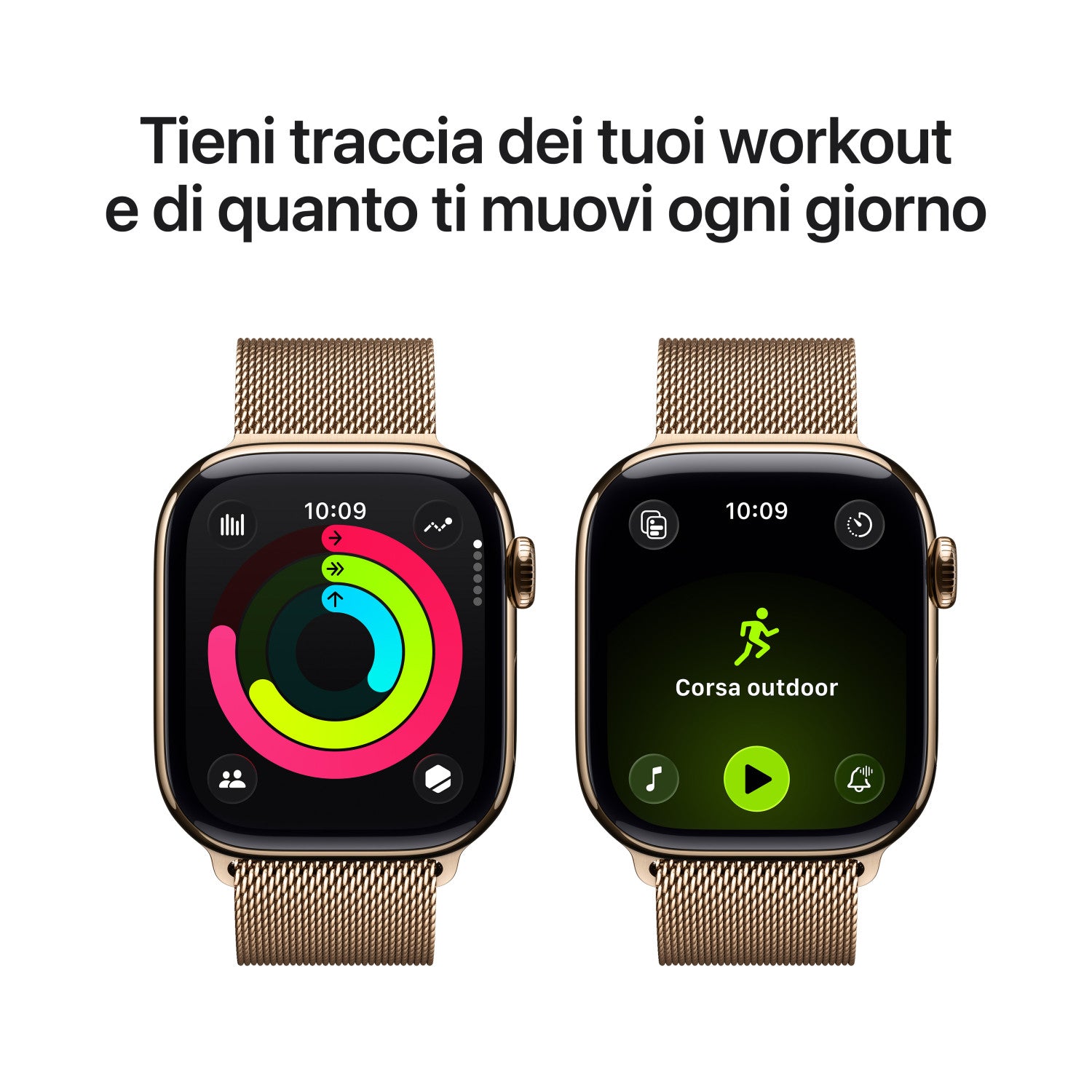 Apple Watch Series 11 GPS Cellular 42mm Cassa Titanio Oro con Loop in maglia Milanese Oro