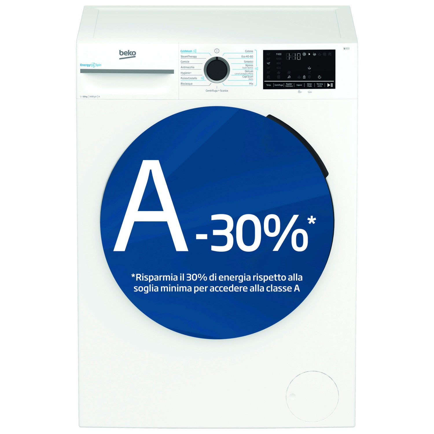 Beko b300 BMW10149DB: Lavatrice 10kg, classe A-30 , 1400giri,VApore