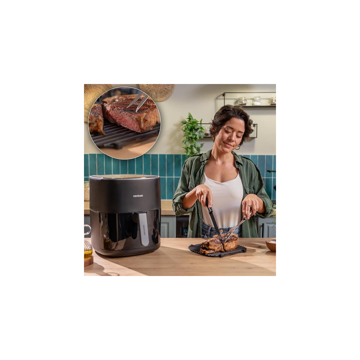 Cecotec Cecofry Grill Duoheat 6500 Friggitrice ad aria calda Singolo 6,5 L Indipendente 2200 W Nero