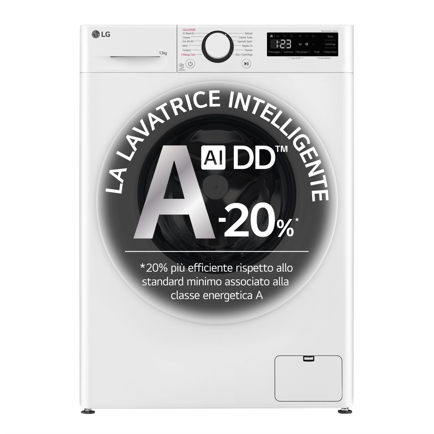 LG F4R3013NSWW Lavatrice 13kg AI DD, Classe A-20 , 1400 giri, Lavaggio a vapore