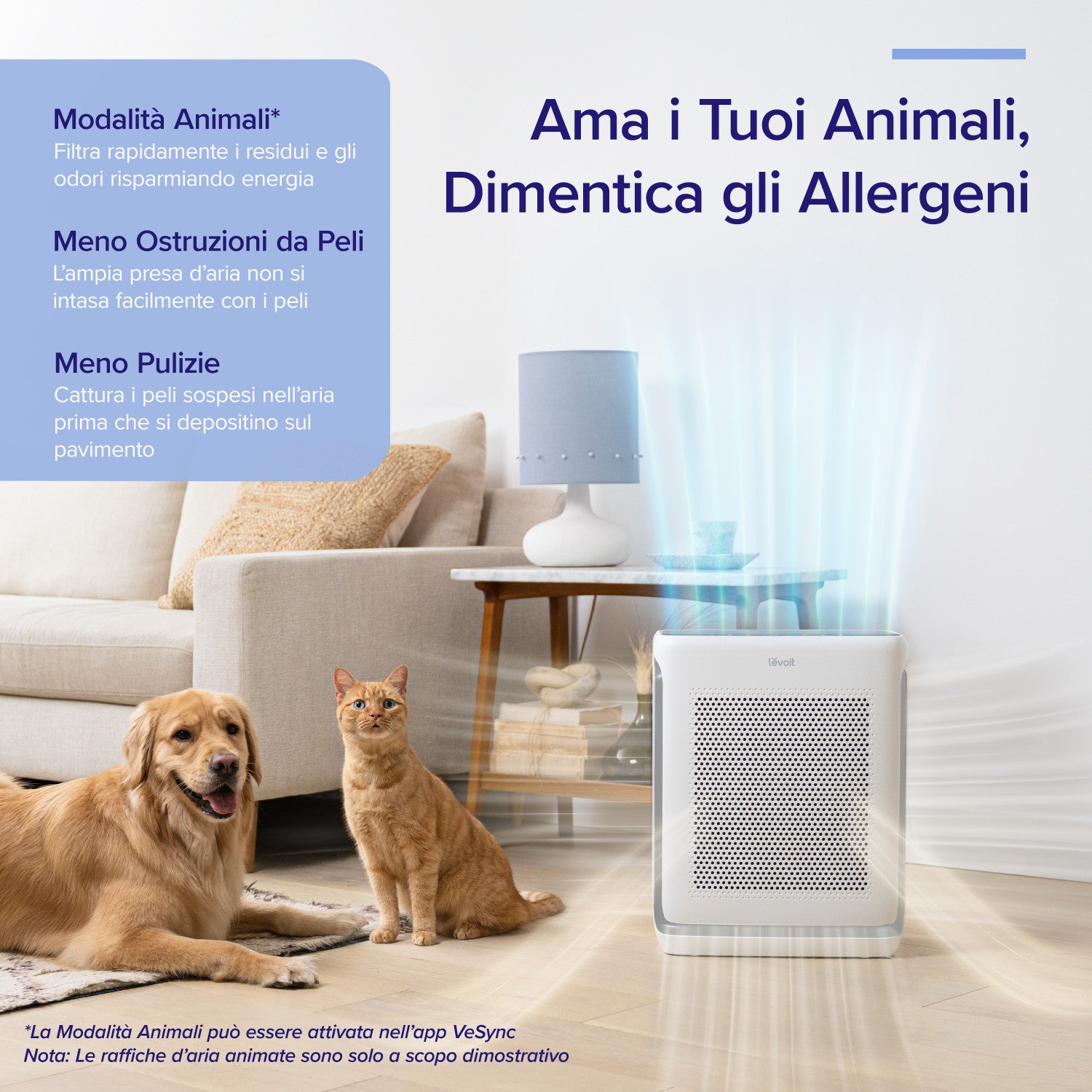 Levoit PURIFICATORE D'ARIA Vital 200S Pro Smart HEPA con Sensore di Luce e Prefiltro Lavabile, Rimuove il 99,97% di Polvere, Polline, Peli di Animali e Odori