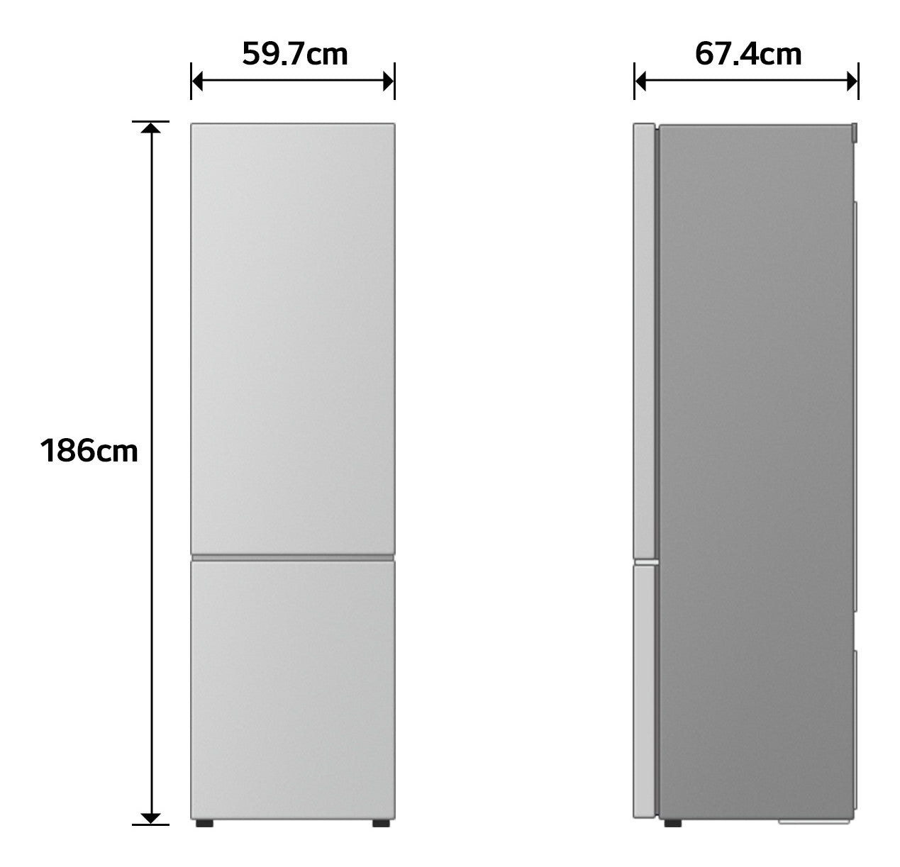LG GBBS312APY Frigorifero combinato Fit & Max 60cm, Classe A, 333L, AI Inverter, Prime Silver